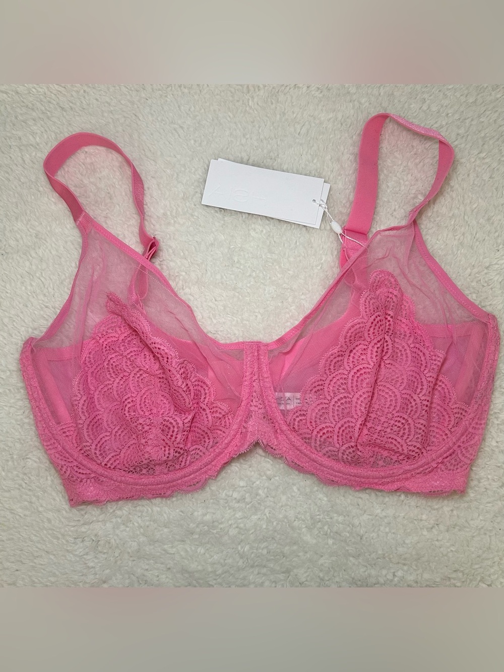 HSIA Pink Mermaid Scales Lace Unlined Bra 38I NEW